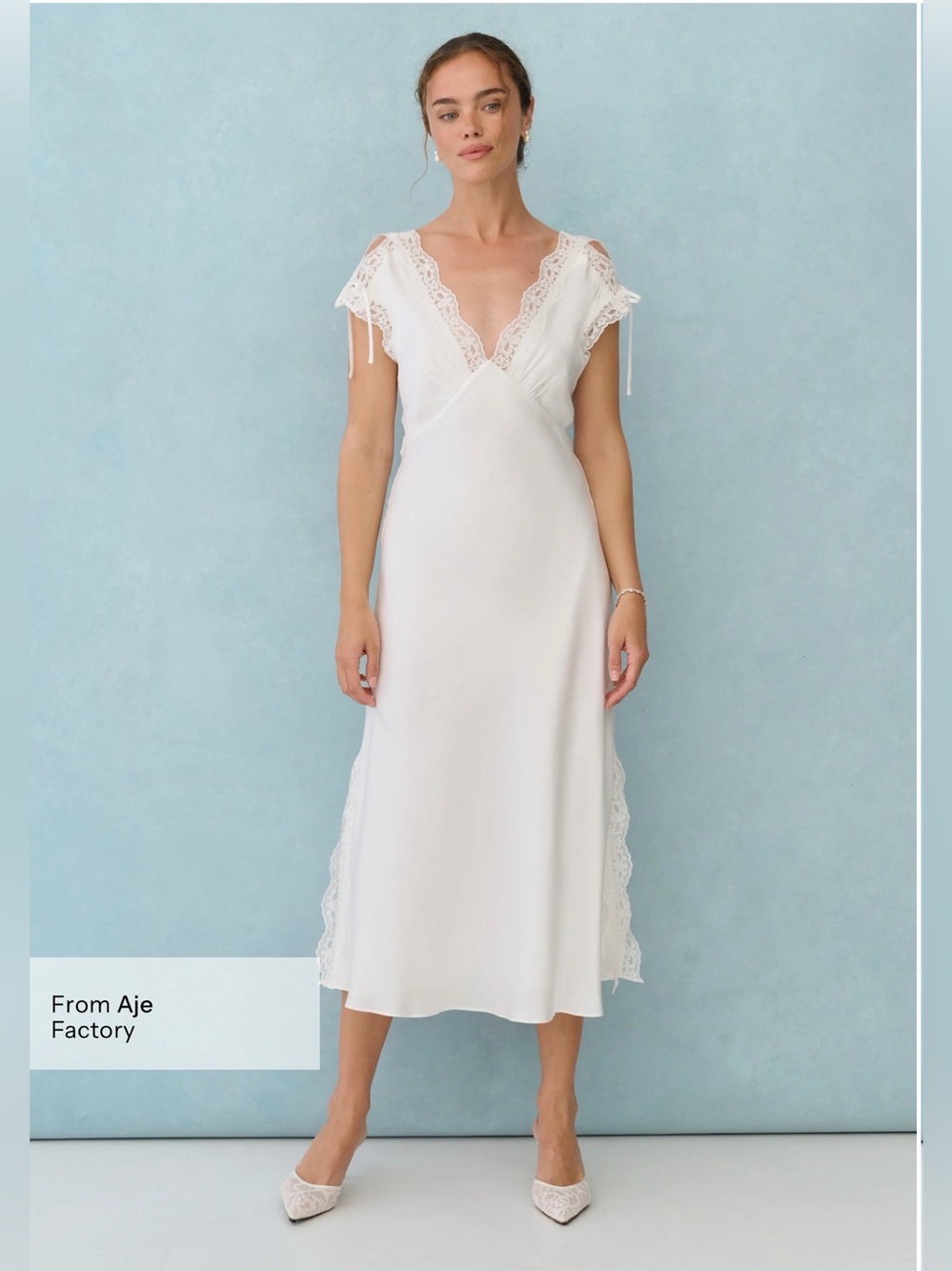 Few Moda Emily White Silk Lace Midi Dress Size 2 NWT